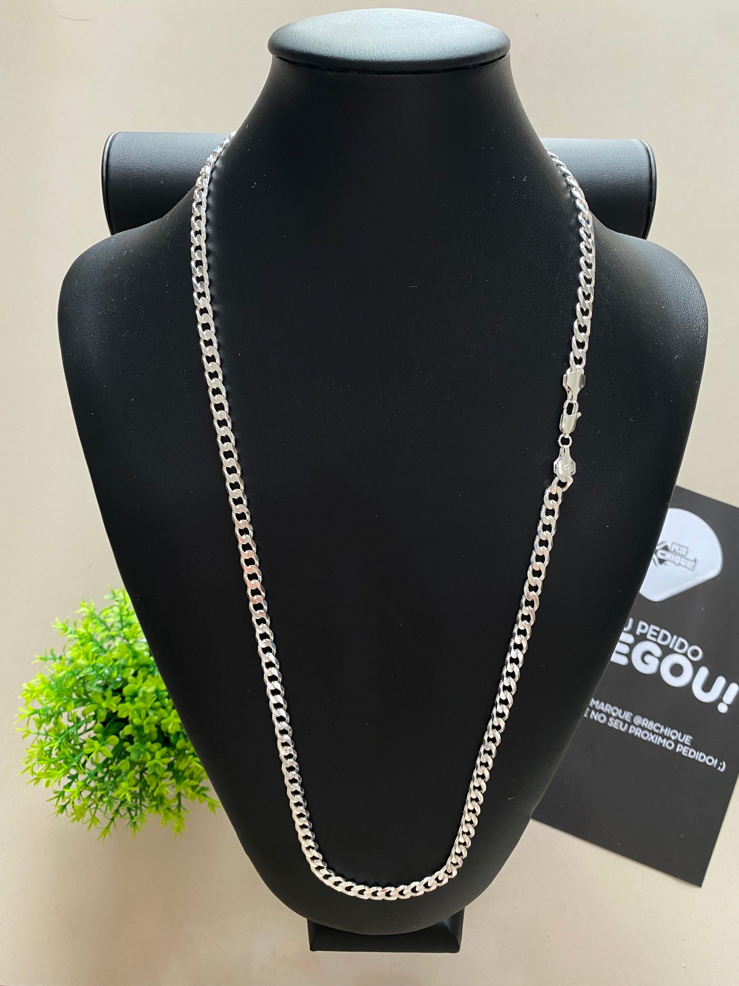 Corrente 1x1 - 8MM/70CM Prata Mista