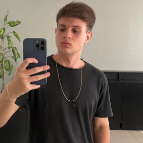 Corrente Tijolinho 1mm Banhado a Ouro 18k