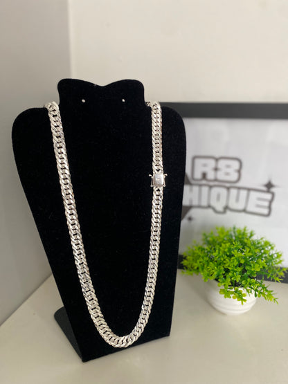 Corrente Eloduplo - 12MM/70CM Prata Mista (ITALIANA)