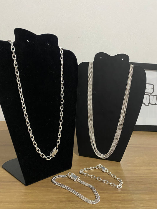 Kit Revenda | 1 Conjunto 8 MM - Cartie / 1 Pulseira 8MM - EloDuplo / 5 Correntes 2MM: 1x1 (Kit 31)
