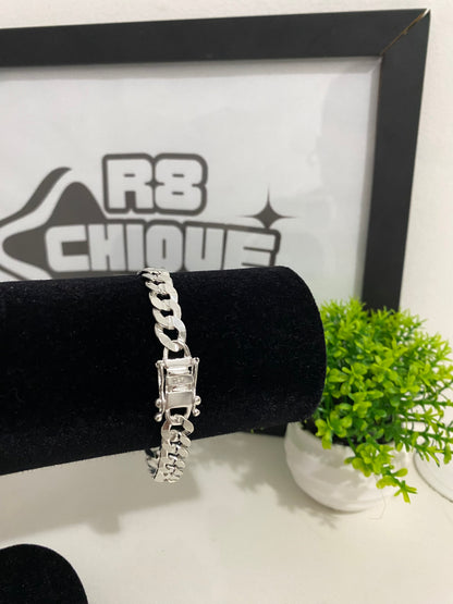 Pulseira 1x1 Laminada - 9MM Prata Mista