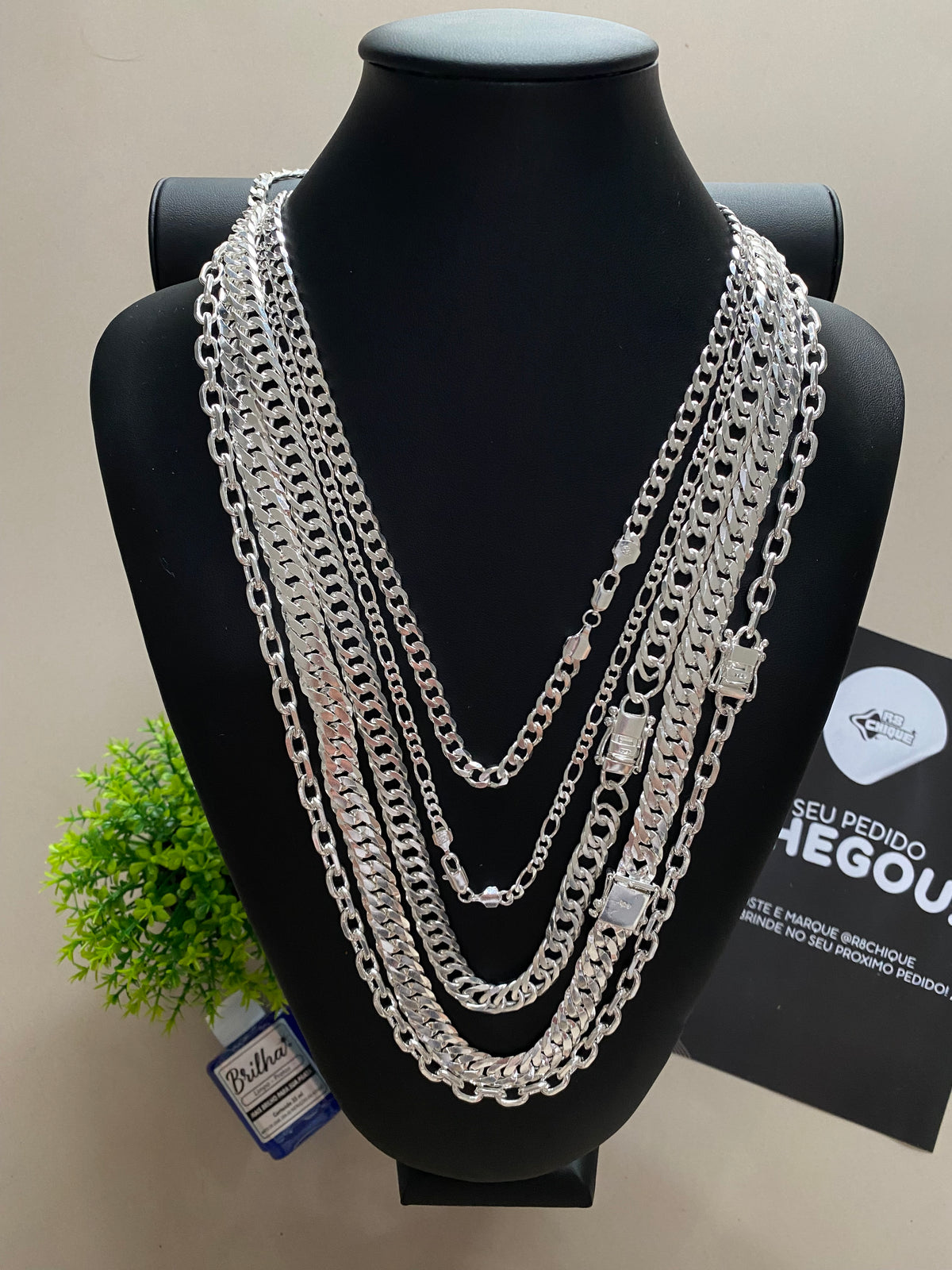Kit Revenda | 1 Corrente 4MM: 3x1 / 1 Corrente 8MM: 1x1 / 1 Corrente 8MM: Cartie / 1 Corrente: 10MM EloDuplo / 1 Corrente 12MM: EloDuplo (ITALIANA) (Kit 122)