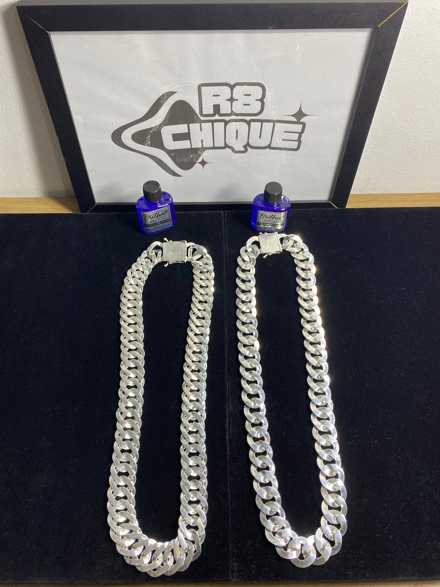 Kit Revenda | 2 Correntes de 25MM - 1x1 e EloDuplo / 2 Limpa Pratas (BRINDE) (Kit 92)