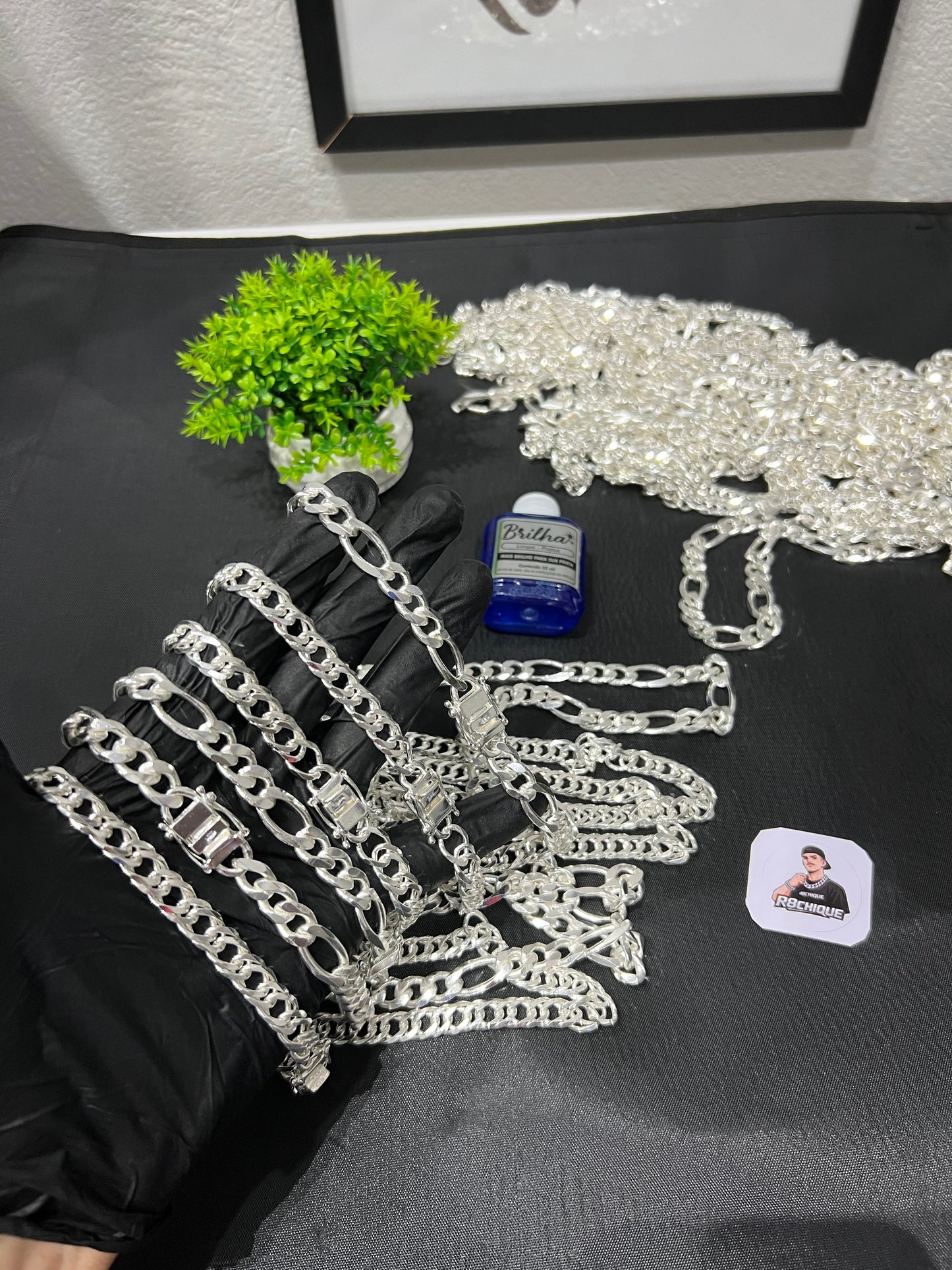 Kit Revenda | 6 Correntes 10MM: 3 de EloDuplo / 3 de 3x1 + 1 Limpa Pratas (Brinde) Kit (141)