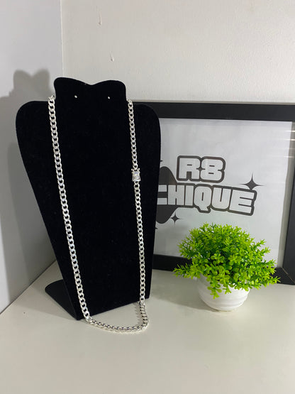 Corrente 1x1 - 8MM/70CM Prata Mista