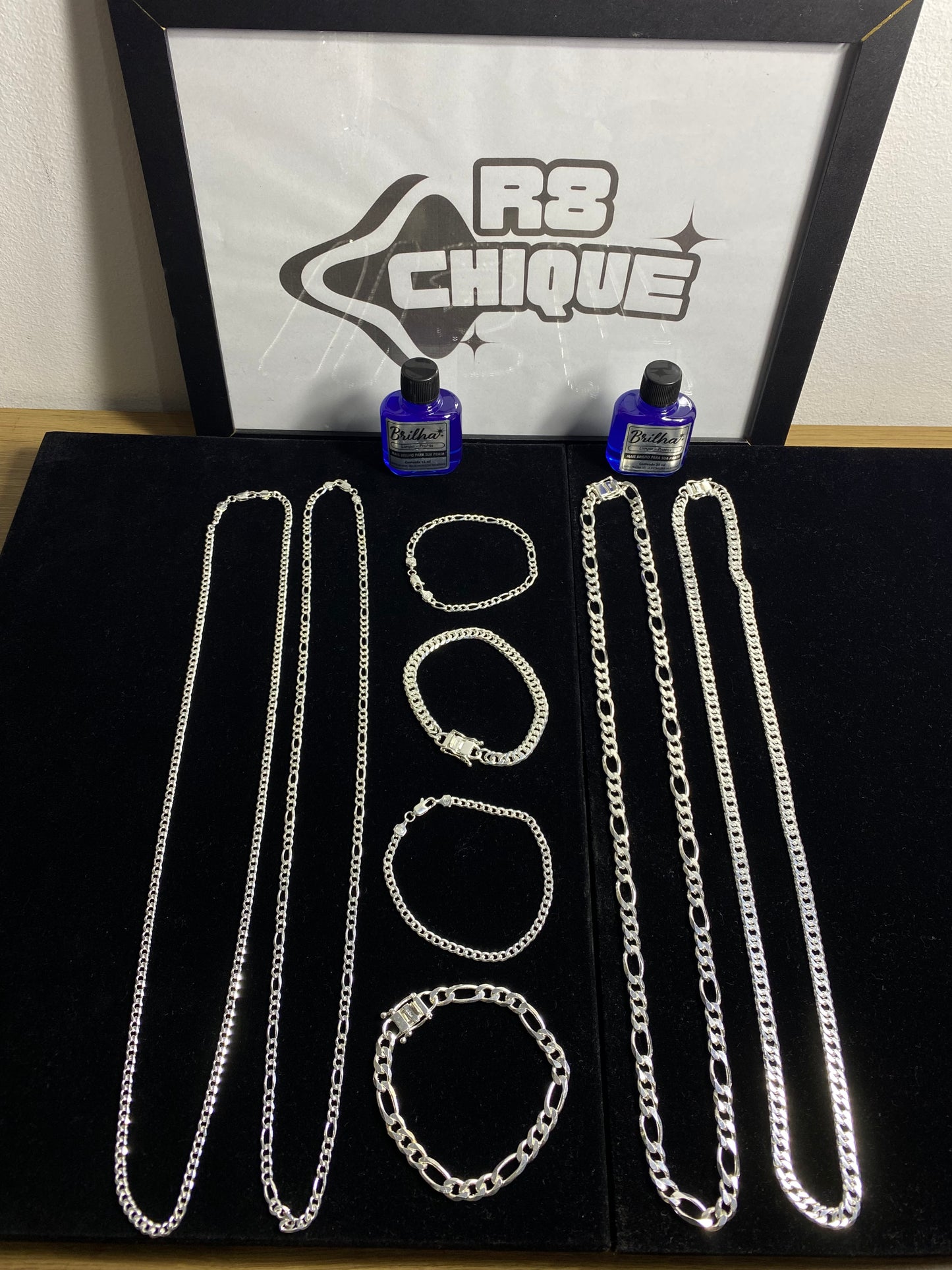 Kit Revenda | 2 Conjuntos 2MM - 1x1 e 3x1 / 2 Conjuntos 8MM - 3x1 e Elo Duplo / 2 Limpa Pratas (Kit 94)