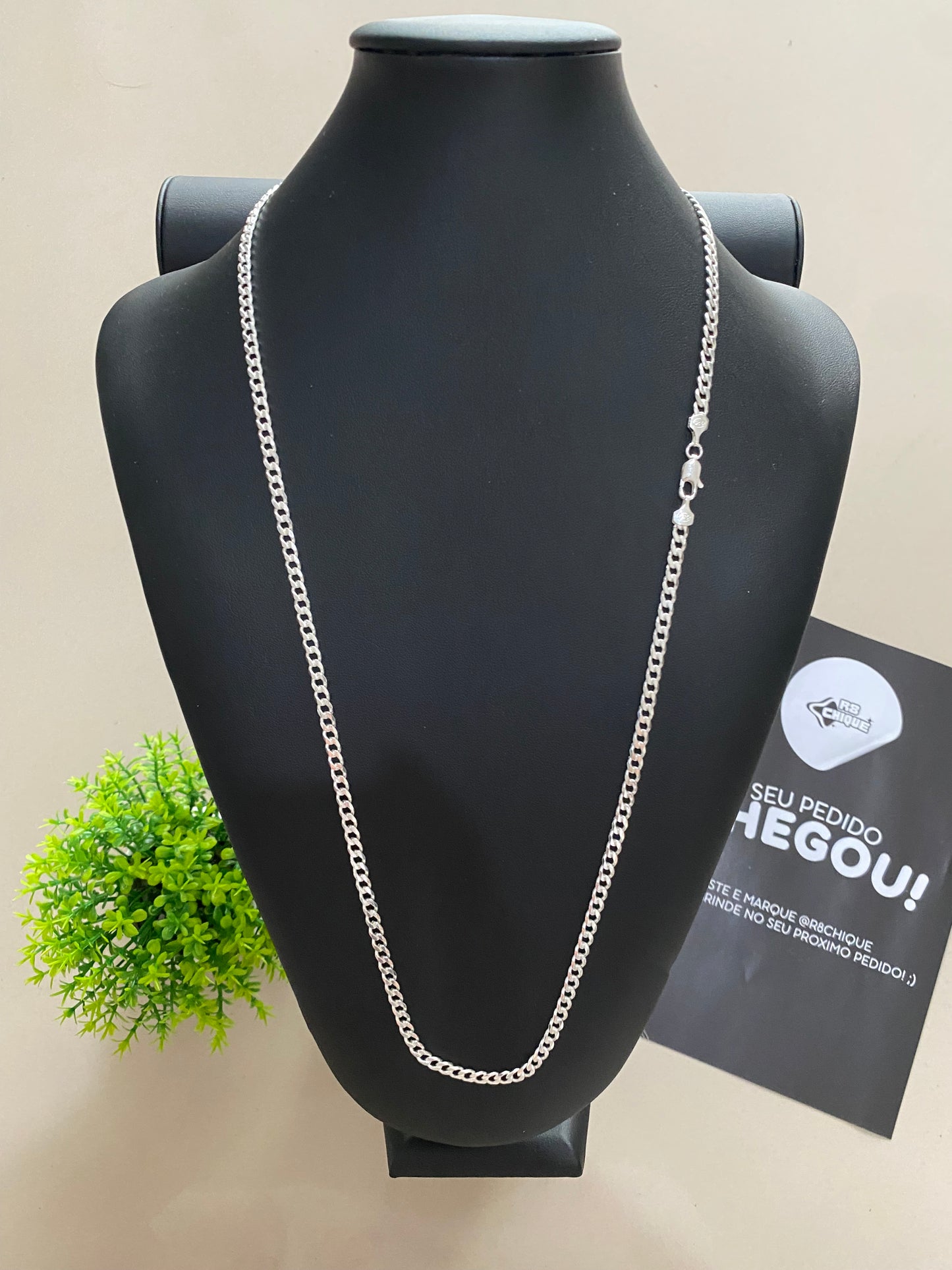 Corrente 1x1 - 4MM/70CM Prata Mista