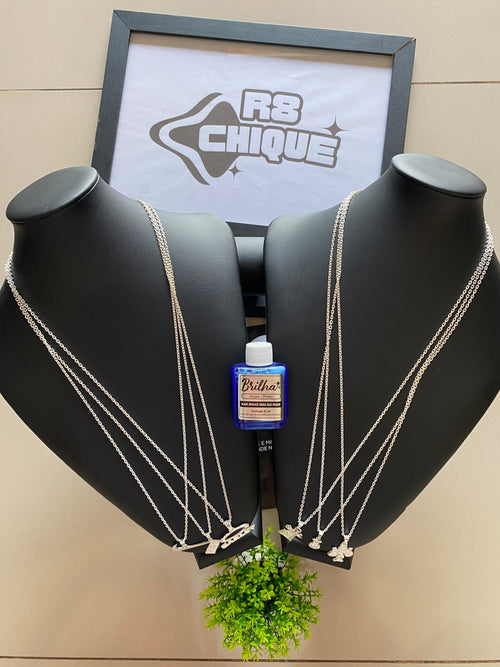 Kit Revenda | 6 Correntes 2MM: Cartie / 6 Pingentes B + 1 Limpa Pratas (Brinde) (Kit 133)
