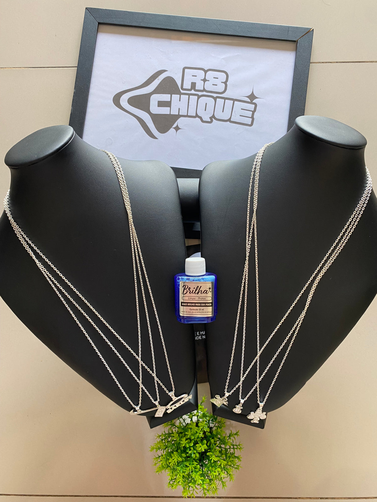 Kit Revenda | 6 Correntes 2MM: Cartie / 6 Pingentes B + 1 Limpa Pratas (Brinde) (Kit 133)