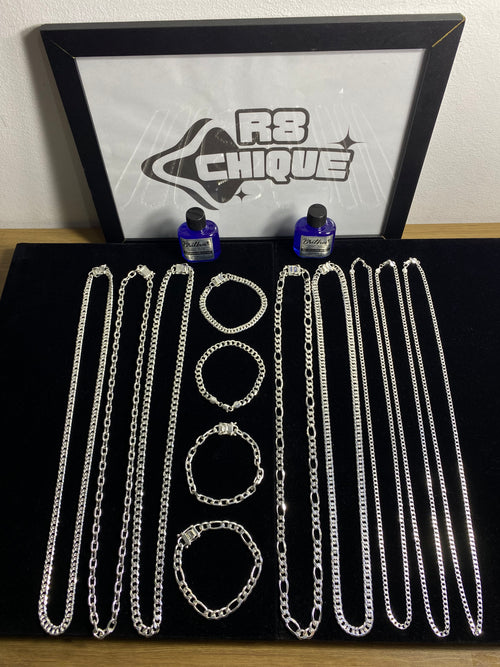 Kit Revenda | 4 Conjuntos 8MM - Cartie, 3x1, EloDuplo, 1x1 / 2 Limpa Prata (Kit 95)