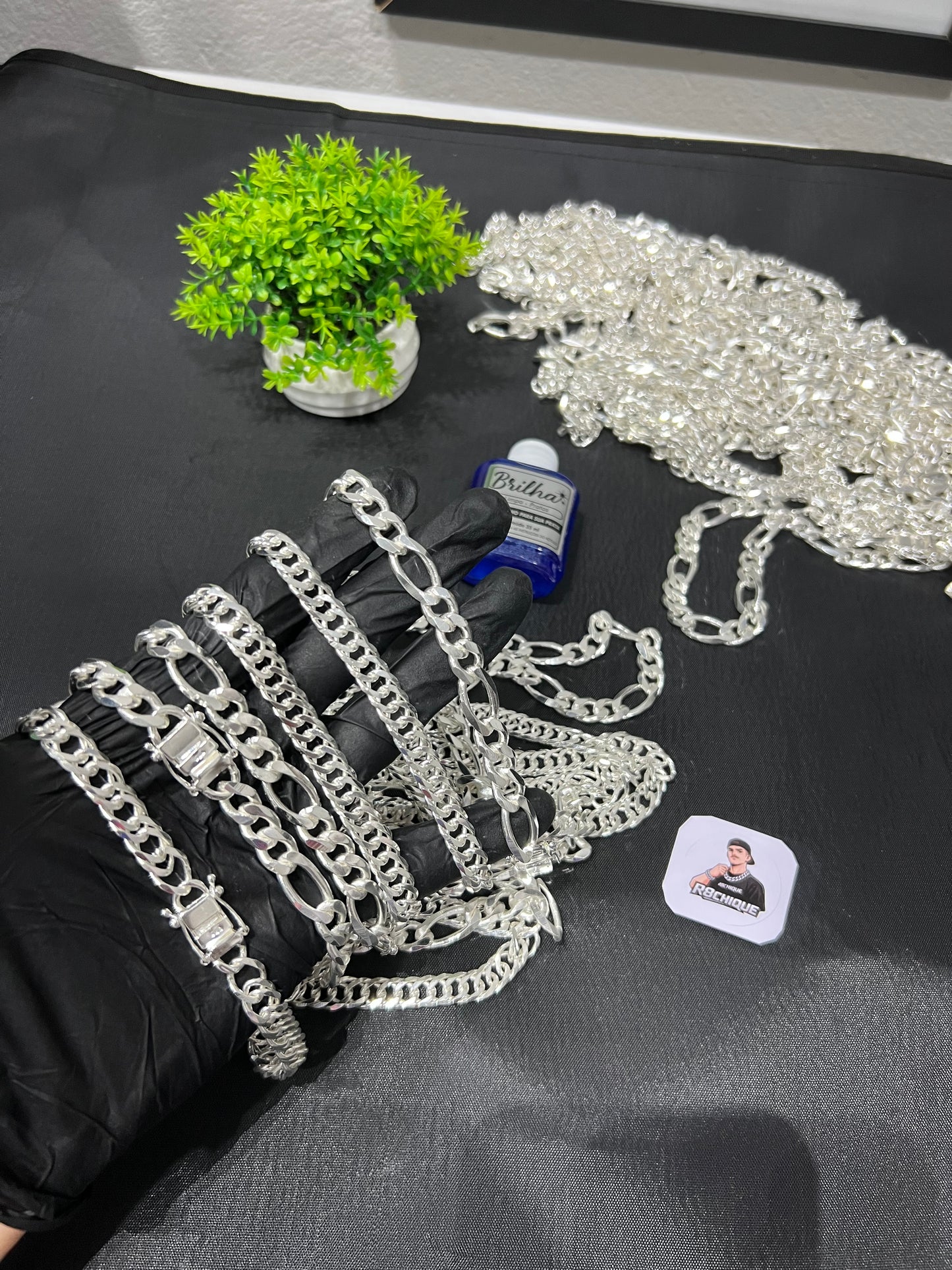 Kit Revenda | 6 Correntes 10MM: 3 de EloDuplo / 3 de 3x1 + 1 Limpa Pratas (Brinde) Kit (141)