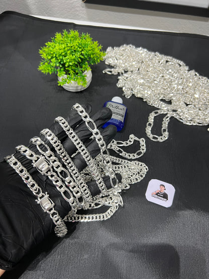Kit Revenda | 6 Correntes 10MM: 3 de EloDuplo / 3 de 3x1 + 1 Limpa Pratas (Brinde) Kit (141)