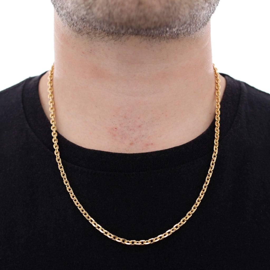 Corrente Cadeado 4mm Banhado a Ouro 18k | Fecho Canhão