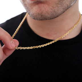 Corrente Cadeado 4mm Banhado a Ouro 18k | Fecho Canhão