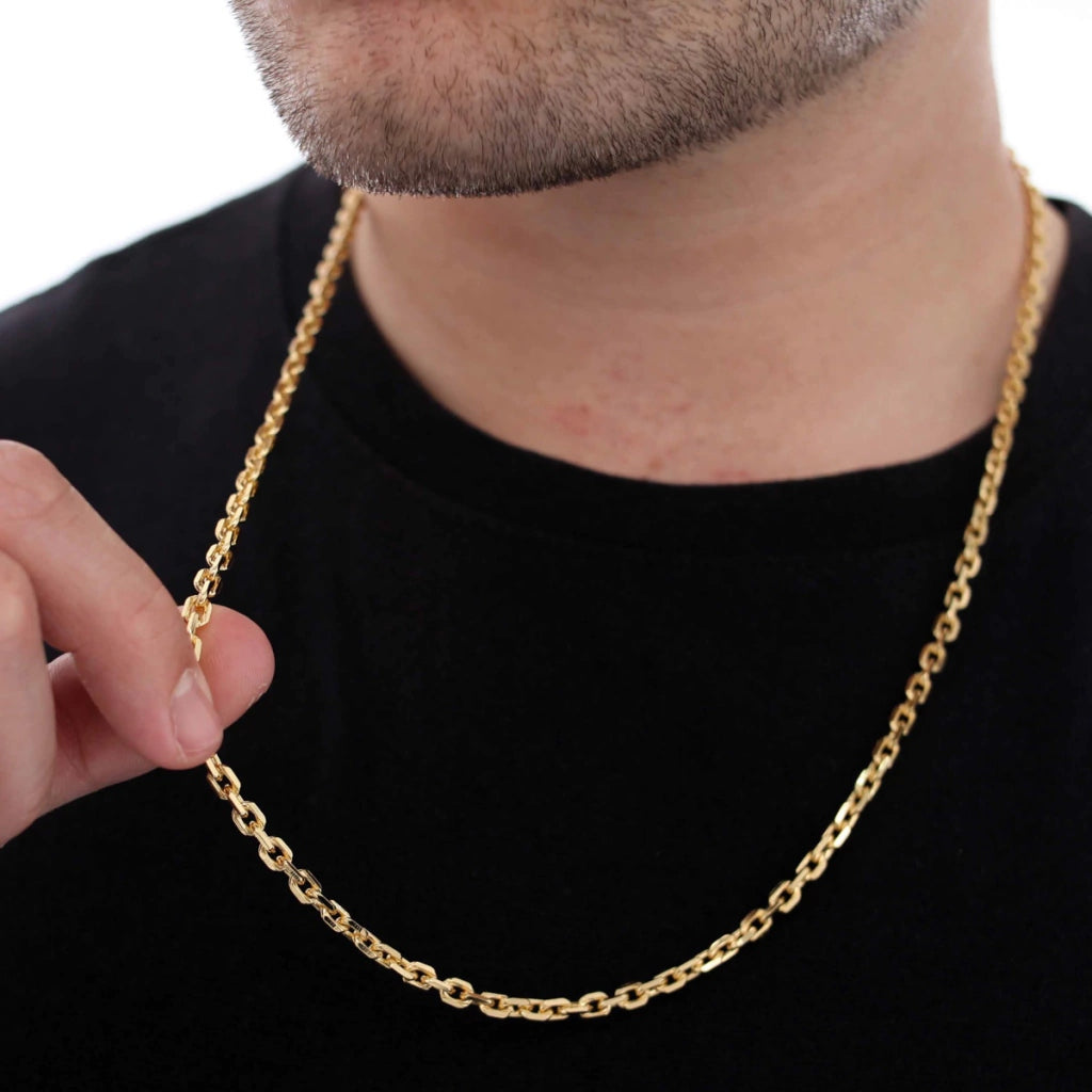 Corrente Cadeado 4mm Banhado a Ouro 18k | Fecho Canhão