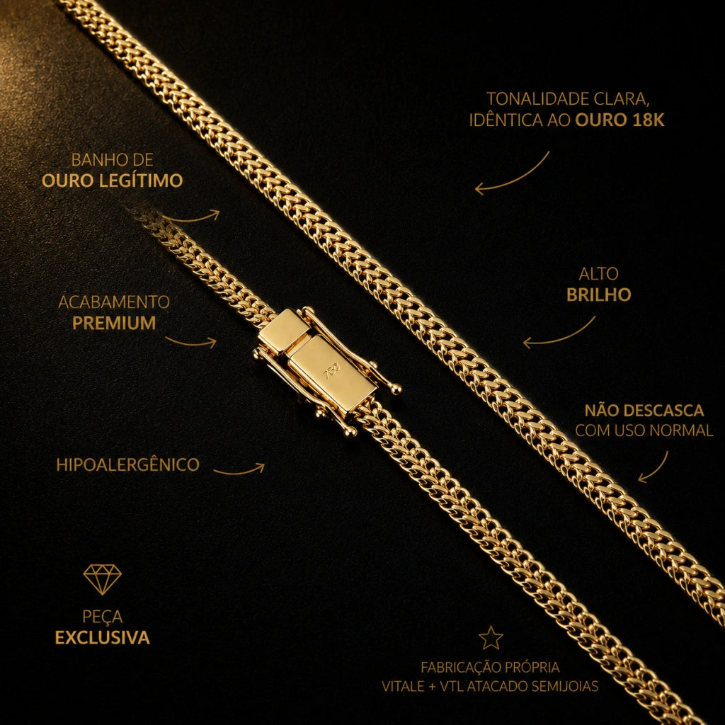 Corrente Lacraia 4MM | Fecho Duplo